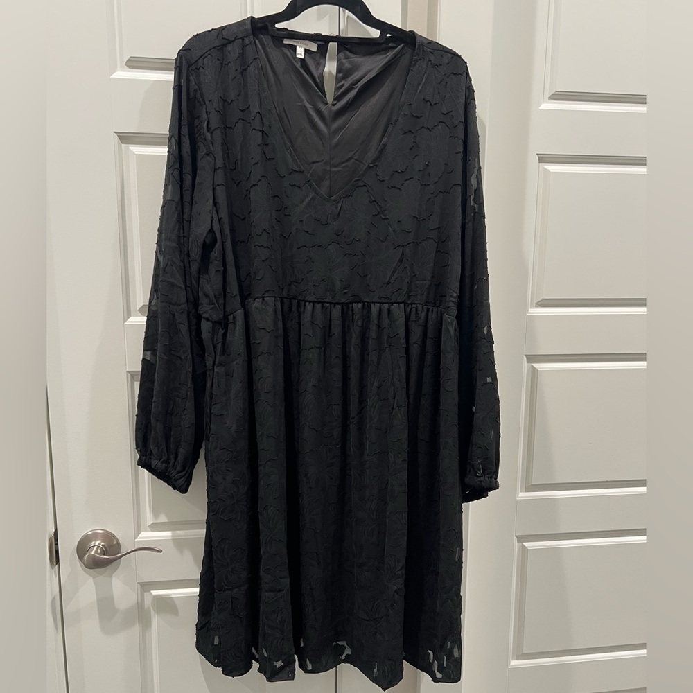 Maurices Sheer Lace Sleeves Black Dress XXL